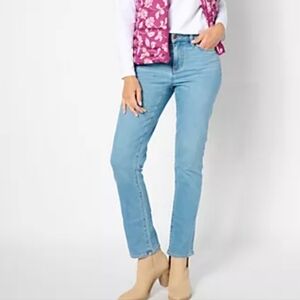 Lands'end women's high rise Straight Recover Denim Jeans Ligh Blue Wash sz 6.